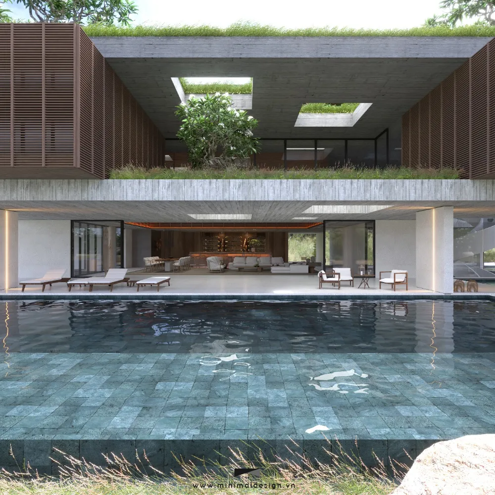 Thiết kế biệt thự sân vườn Eco-Luxury có hồ bơi