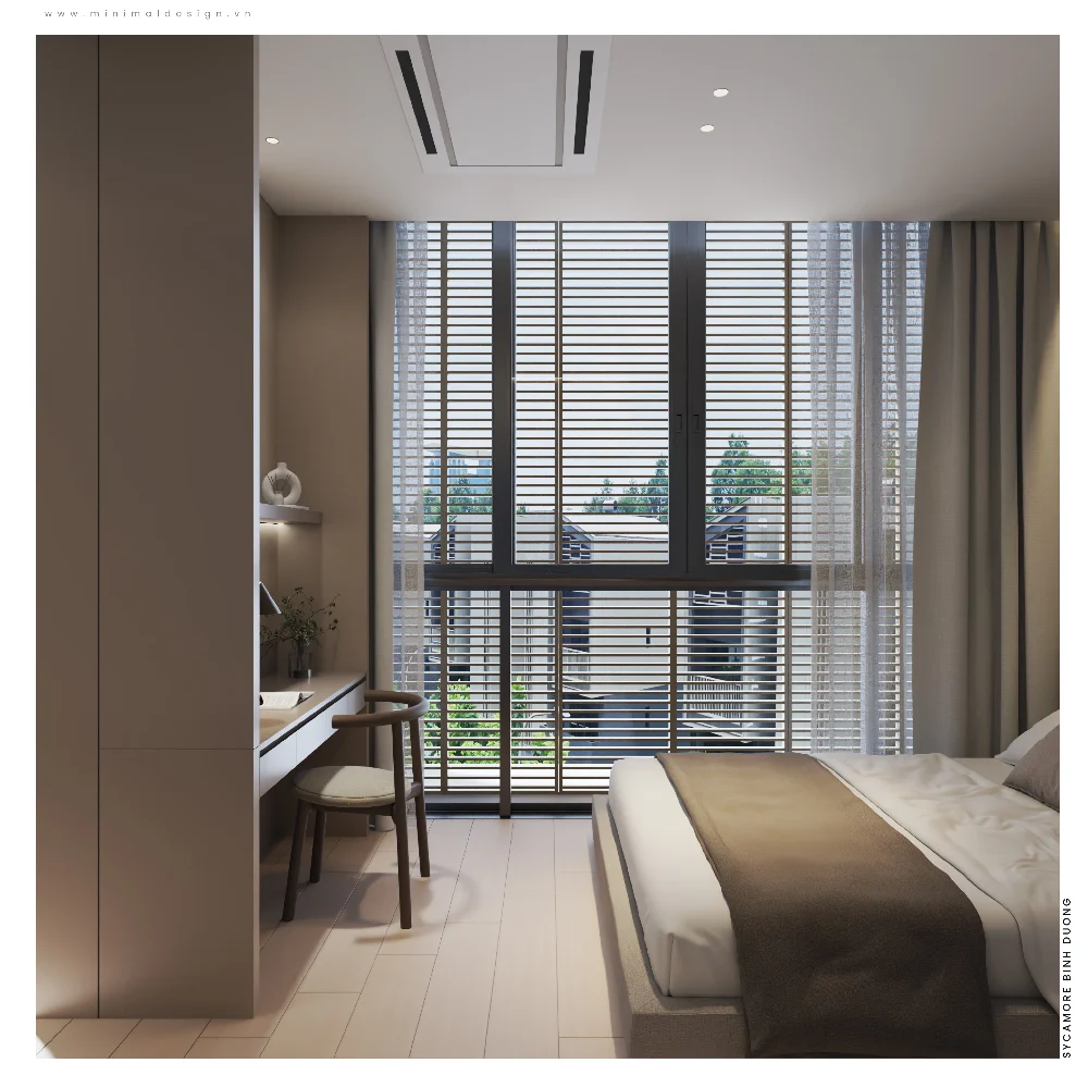 Thiết kế phòng ngủ master tối giản Sycamore Bình Dương