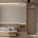 Bố trí giường ngủ thấp cạnh cửa sổ với khoảng trống sử dụng trong phòng ngủ.